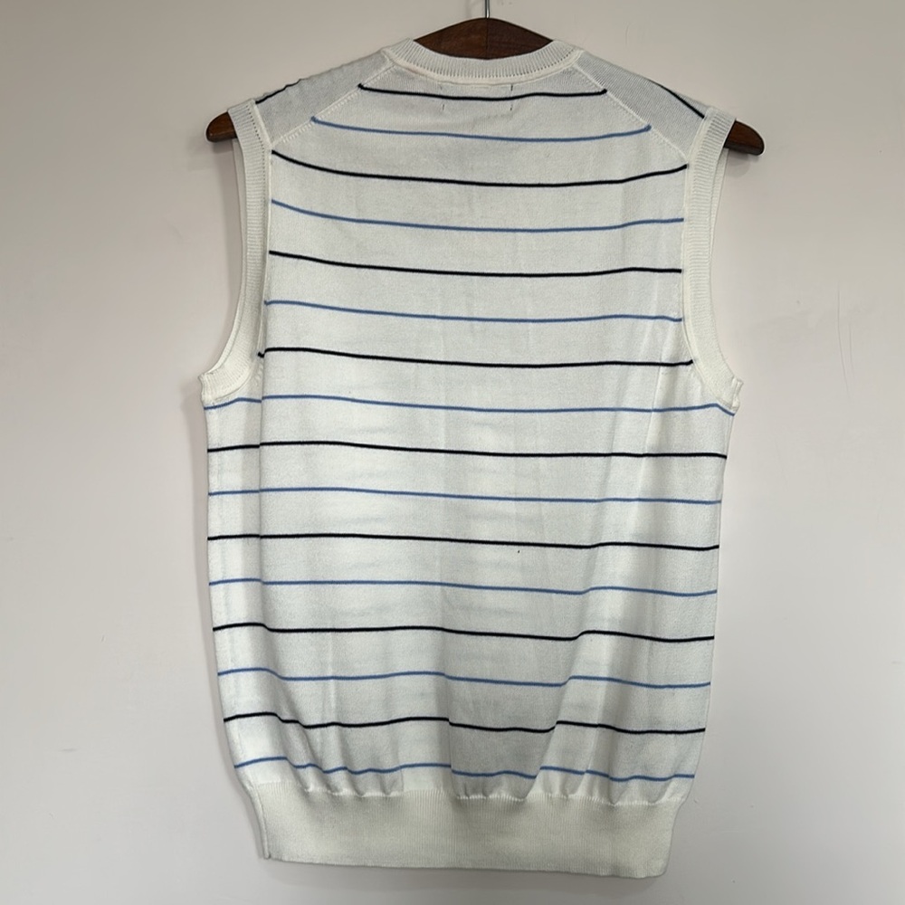 NWT Brooks Brothers White and Blue Striped Sweater Vest - Picture 3 of 3